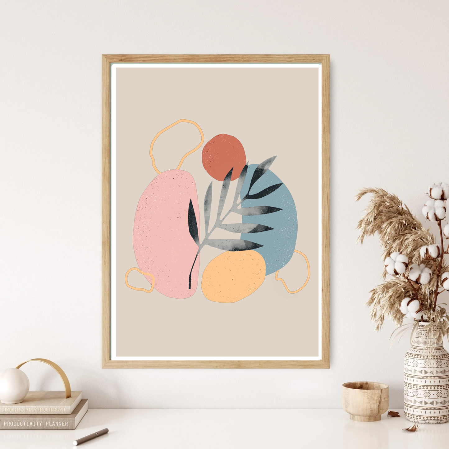 Leaf & Pebbles Boho Wall Print