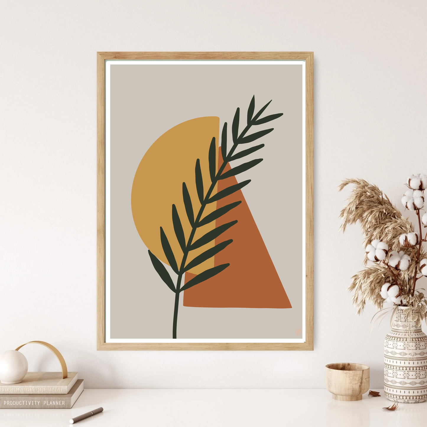 Feather & Geometrics Boho Wall Print