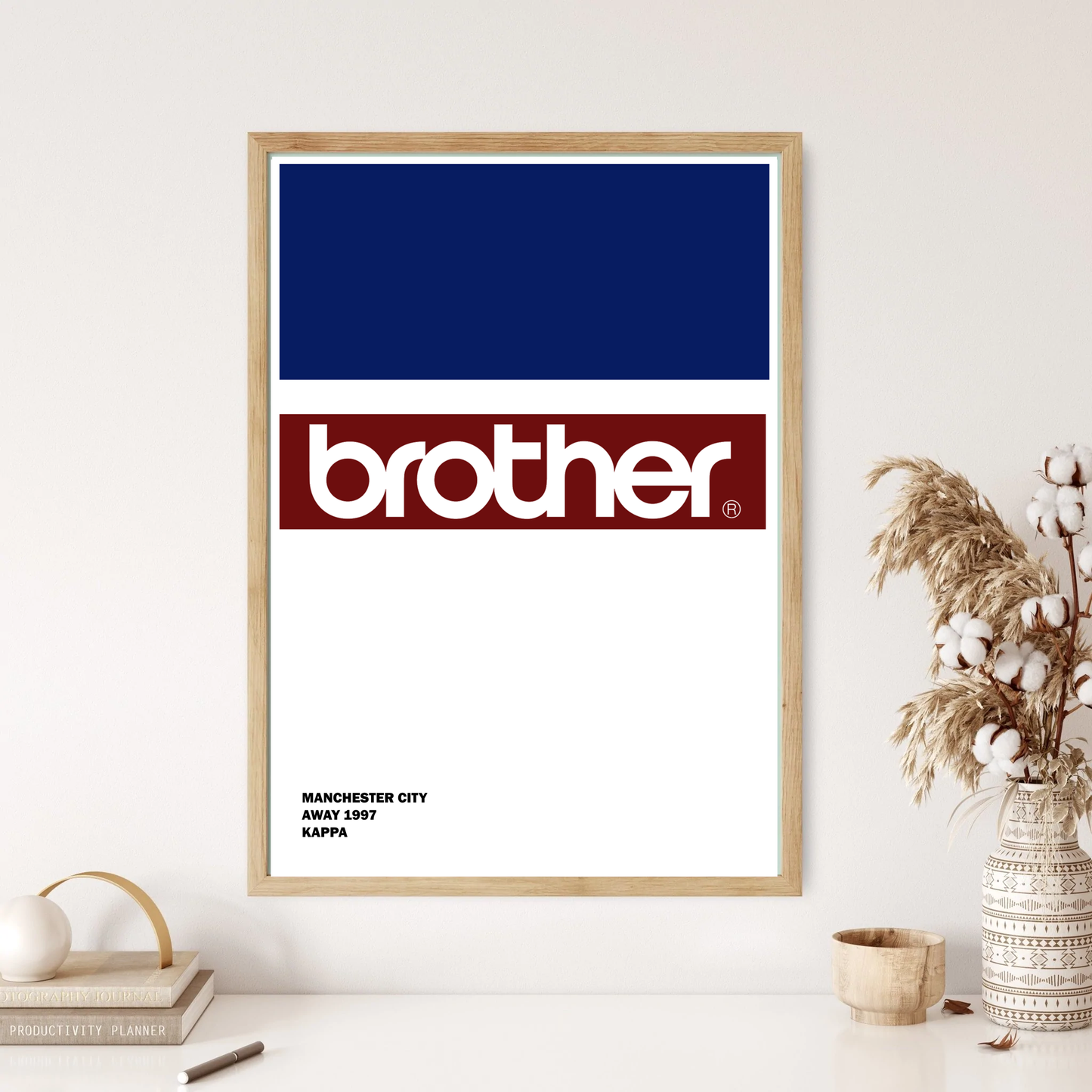 Manchester City 1997 Away Retro Kit Shirt Football Art Wall Print