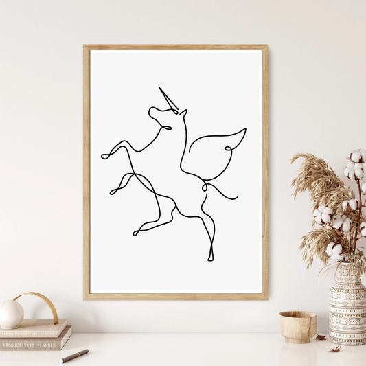 Unicorn Minimal Line Art Wall Print