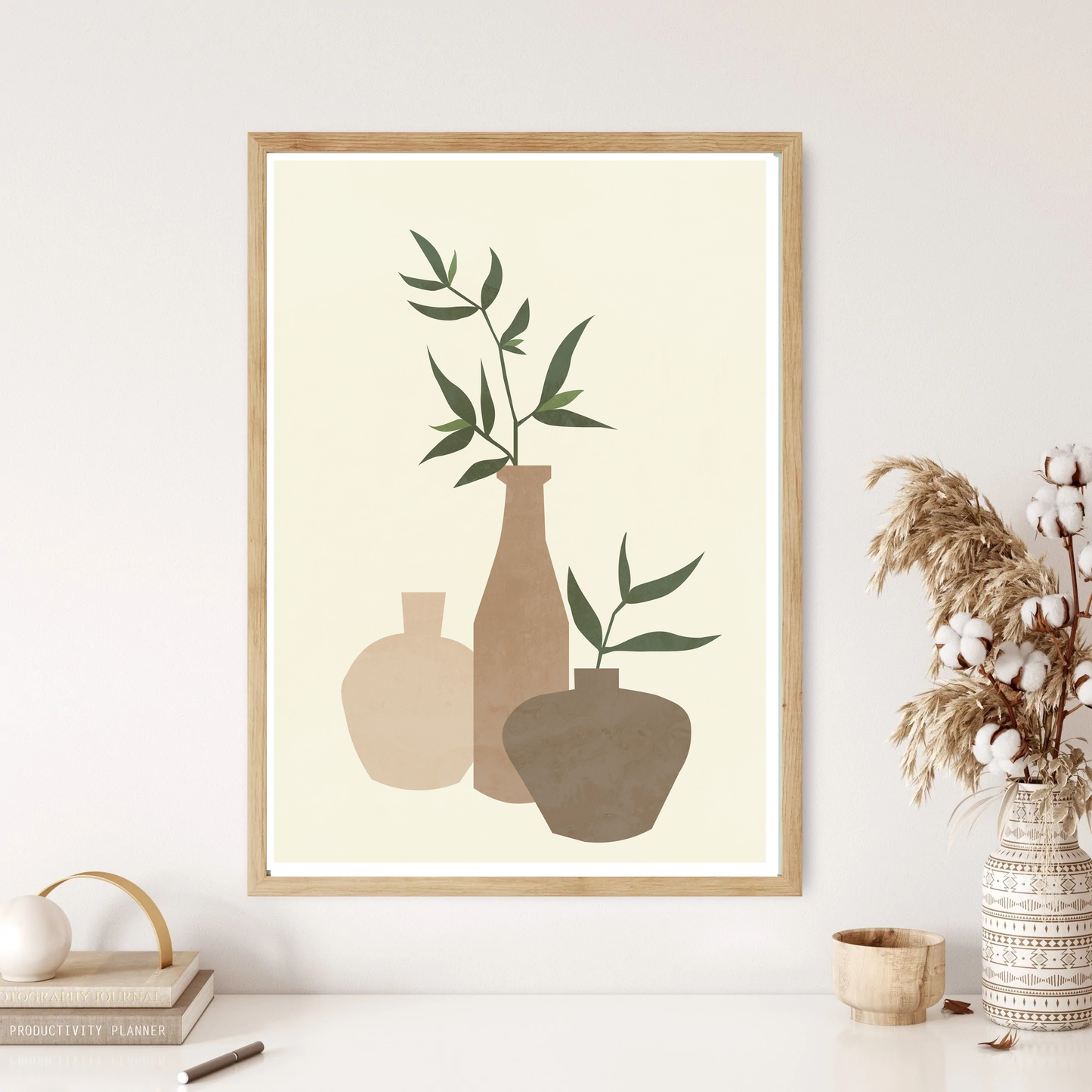 Three Vases Boho Wall Print