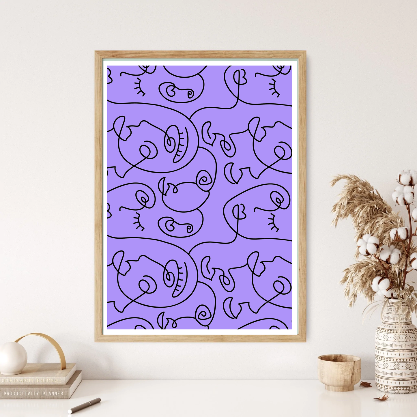 Multi Faces Line Art Wall Print (5 Colours)