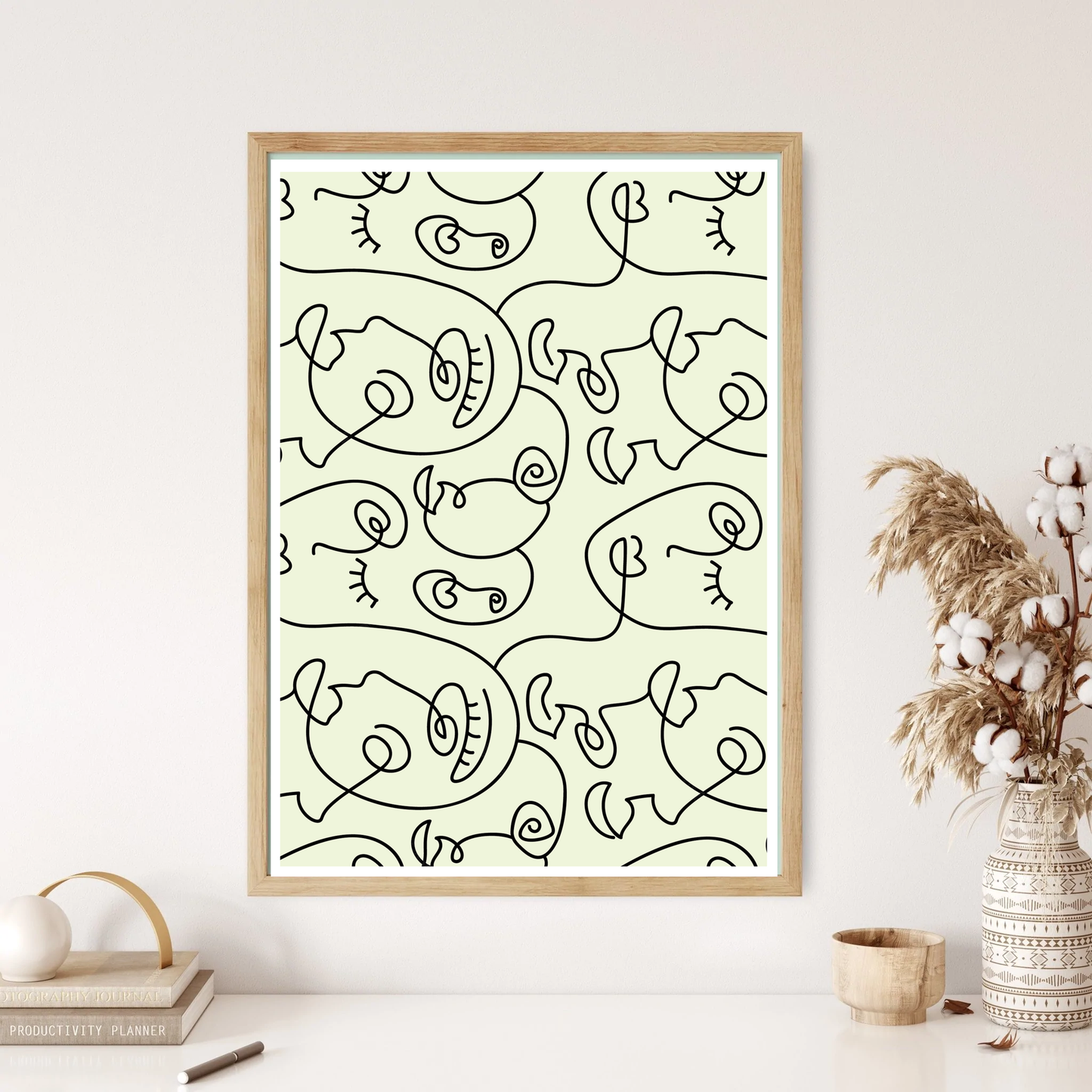 Multi Faces Line Art Wall Print (5 Colours)