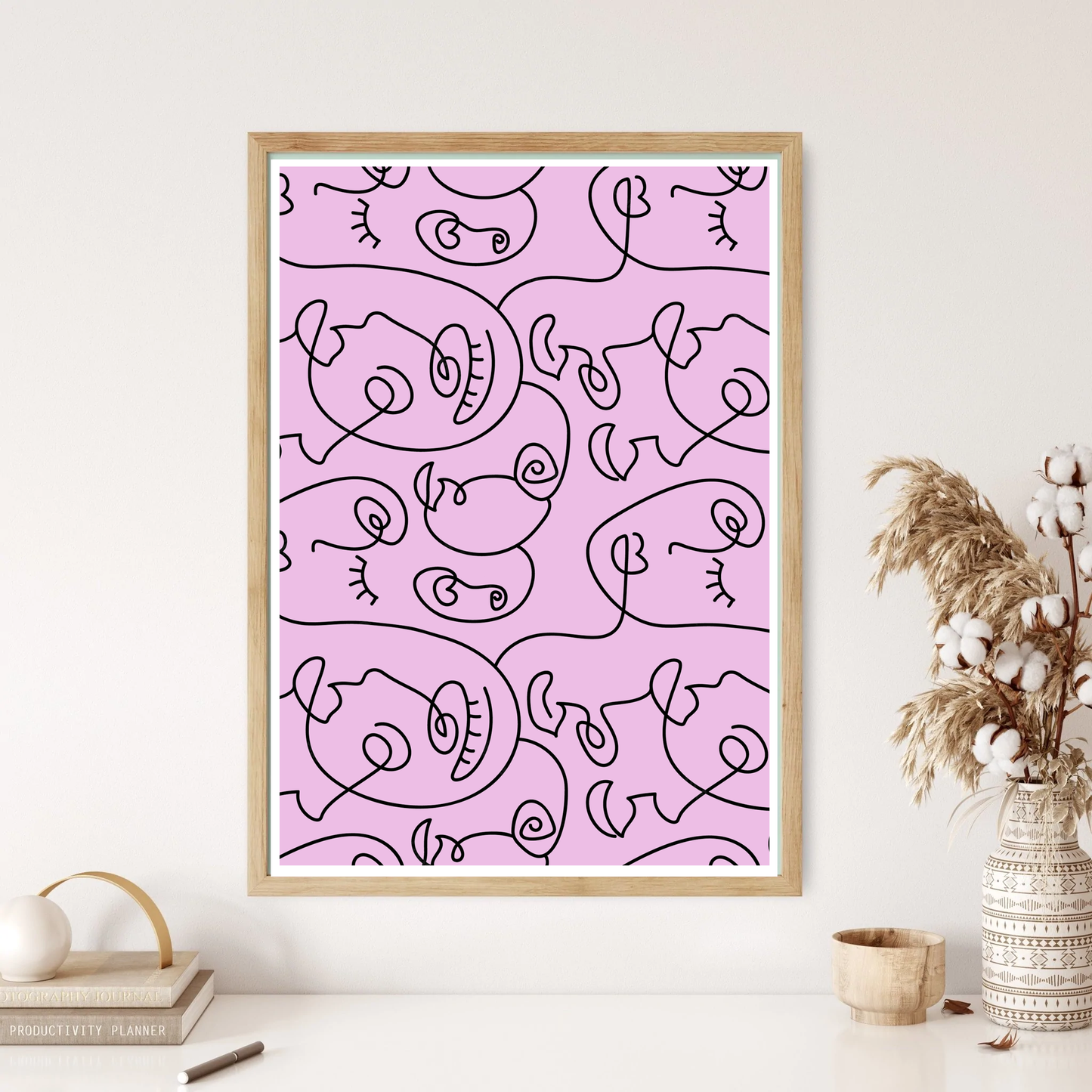 Multi Faces Line Art Wall Print (5 Colours)