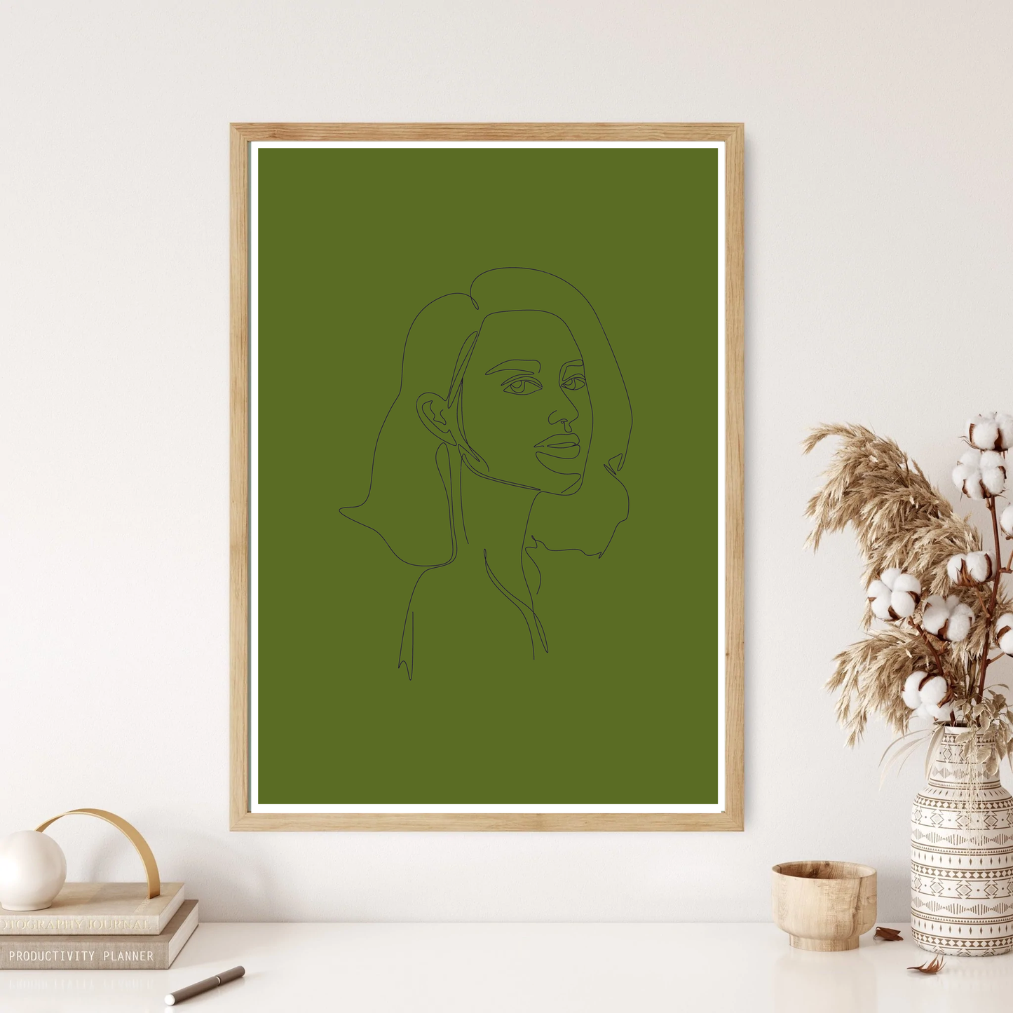 Line Portrait Woman Line Art Wall Print (5 Colours)