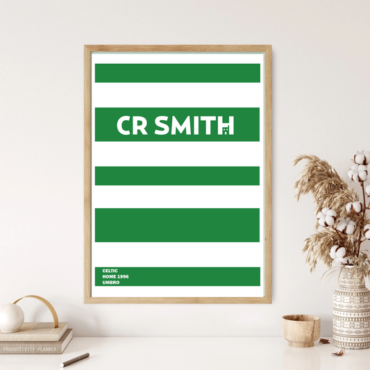 Celtic Retro Home Kit Shirt 1996 Football Art Wall Print