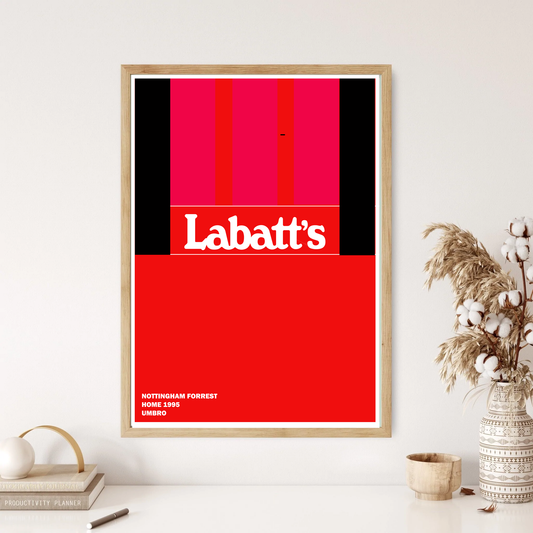 Nottingham Forrest 1995 Home Retro Kit Shirt Football Art Wall Print